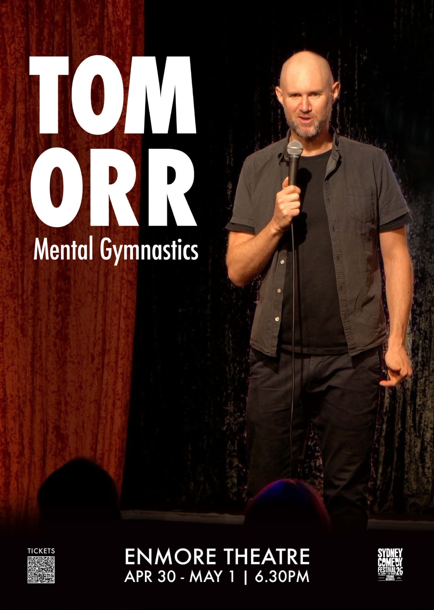 Tom Orr: Mental Gymnastics — Sydney Comedy Festival poster, Enmore Theatre, Apr 30 – May 1, 6:30PM